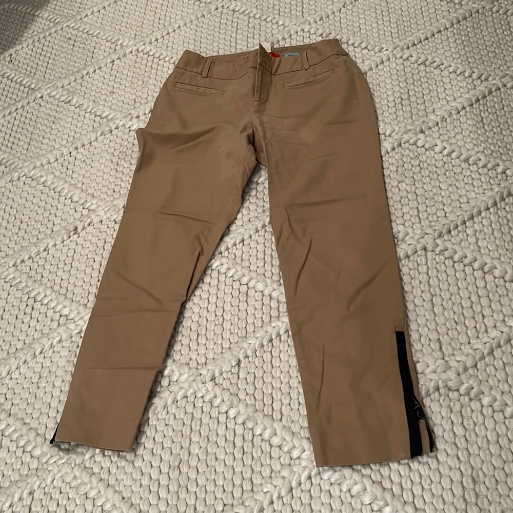 CARTONNIER TAN TROUSERS WITH ZIPPER DETAILS